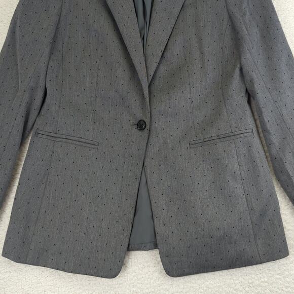 Banana Republic Luxe Brushed Mini Dot One Button Blazer Jacket Gray Women's 6 - Picture 4 of 11